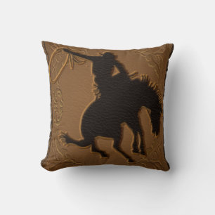 Coussin Cuir Western Sauvage Ouest Rustique Campagnard Cow