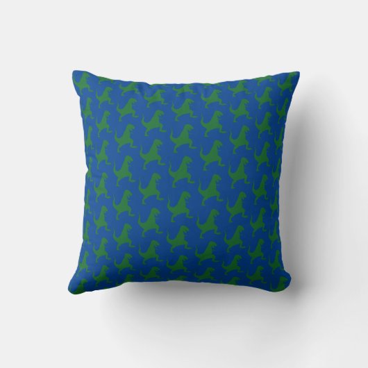 Coussin Cuisine de dinosaure bleu et vert (Verso)