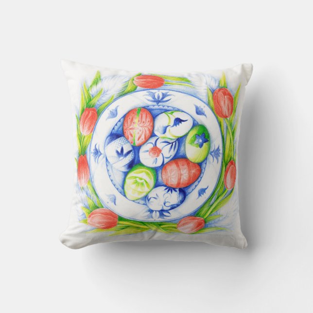 Coussin Cuisine des Tulipes de printemps (Recto)