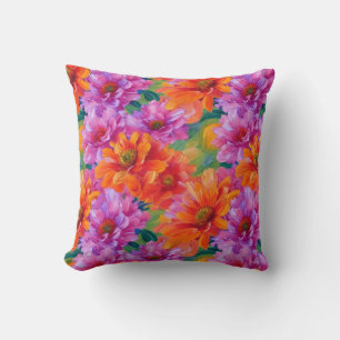 Coussin Cuisine florale orange et rose