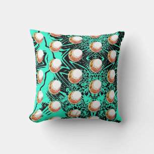 Coussin Cuisine Futuriste Turquoise & Crescents Orange