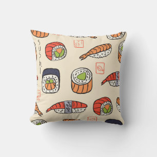 Coussin Cuisine sushi, design motif sans soudure.
