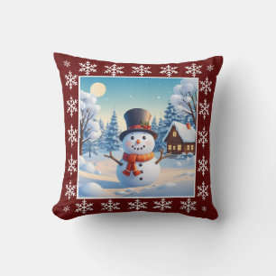 Coussin Cuisine Vintage hiver Snowman Joyeux Noël