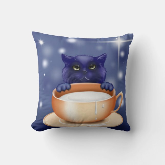 Coussin Cuite Chat Avec Cuisine De Lait (Recto)