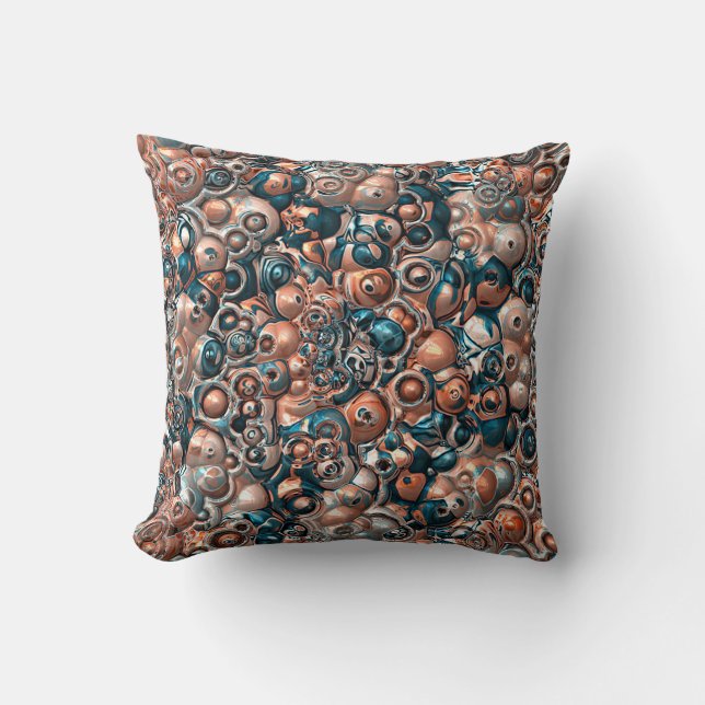 Coussin Cuivre 3D Et Abstrait Bleu (Recto)