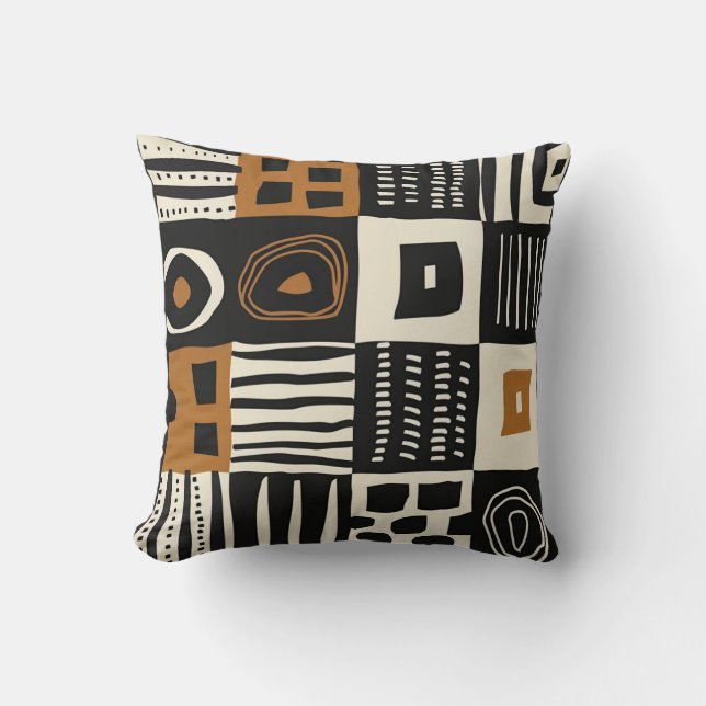 Coussin Culturel Ethnic Boud Tissu Africain (Recto)