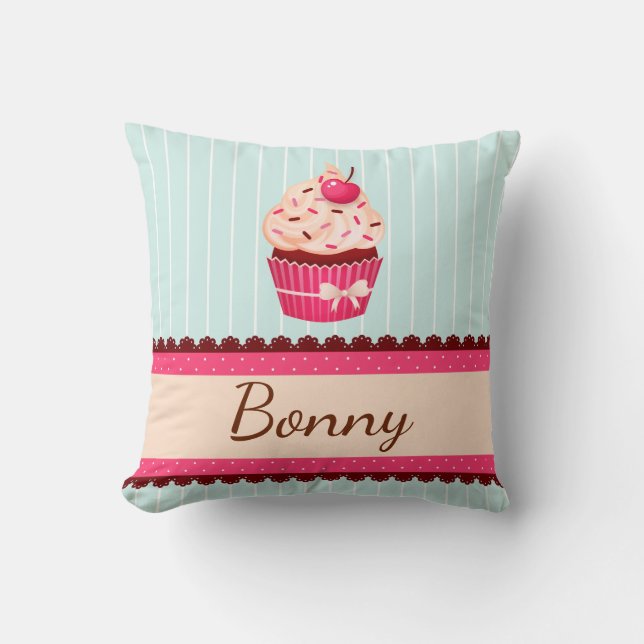 Coussin Cupcake Rose À Monnaie Cute Avec Saupoudrés Nom Pe (Recto)