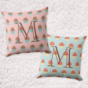 Coussin Cupcakes Motif Monogramme Jeu d'oreiller