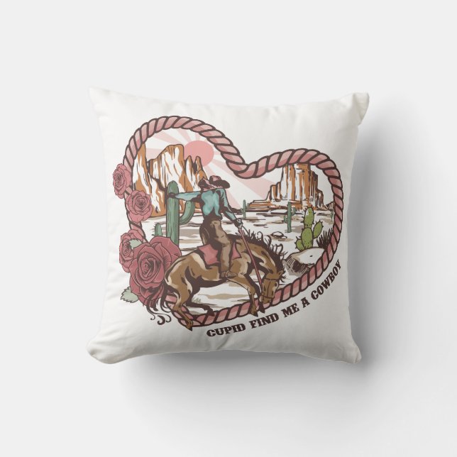 Coussin Cupidon Me Trouve Un Cowboy (Recto)