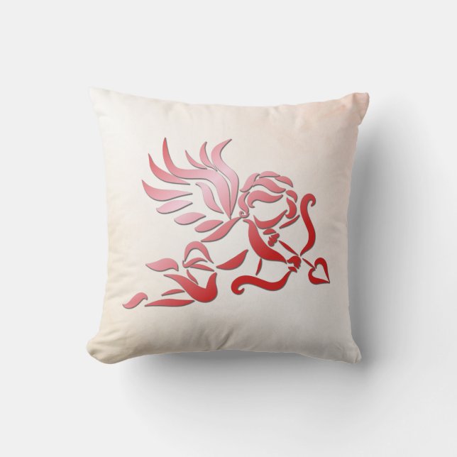 Coussin Cupidon rouge avec flèche et flèche (Recto)