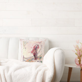 Coussin Cupidons, princesse et prince sur un ventilateur m