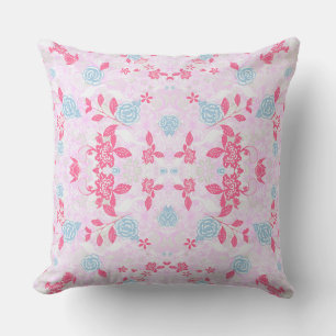 Coussin Curieux motif floral pastel coloré