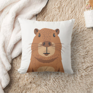 Coussin Curieux portrait Capybara