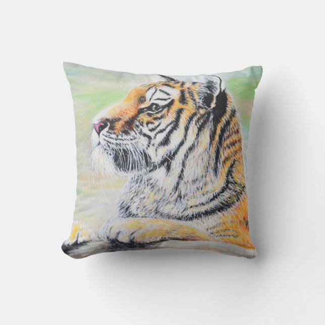 Coussin Curieux tableau de tigre (Recto)