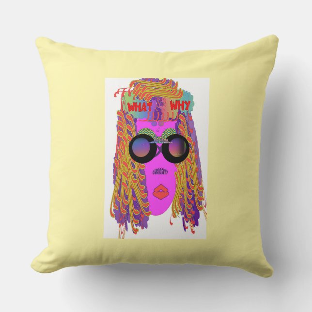 Coussin Curiosité En Un Coup D'oeil Jaune  (Recto)