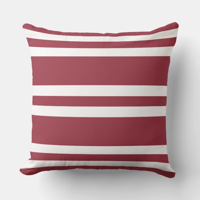 Coussin Currant foncé, rayures rouge et blanche (Recto)