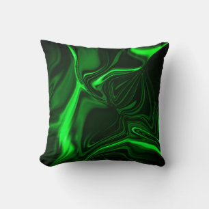 Coussin Curvas e dobras verde niquelado em fundo escuro.