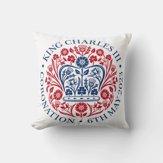 Coussin Cushion Carré de l'Emblème du Roi Charles III (Recto)