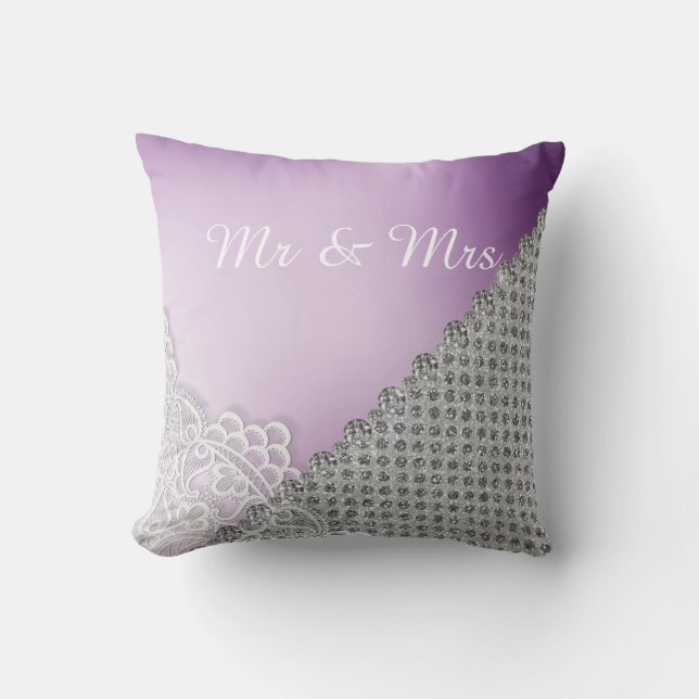 Coussin CUSHION COEUR DIAMOND D'ARGENT MARIAGE violet (Recto)