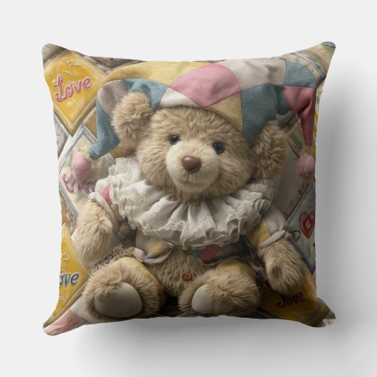 Coussin Cushion design with handmade bear printed (Verso)