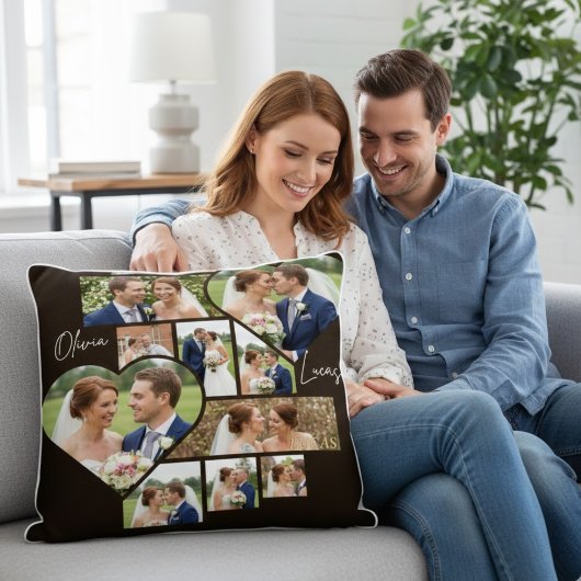Coussin Custom 1st Wedding Anniversary Photo Collage
