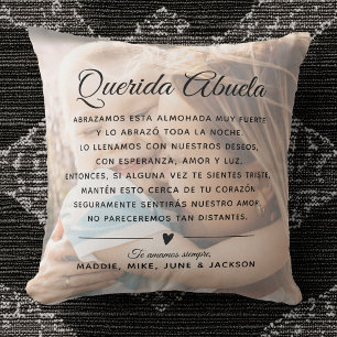 Coussin Custom Abuela Message Photo Fête des mères moderne