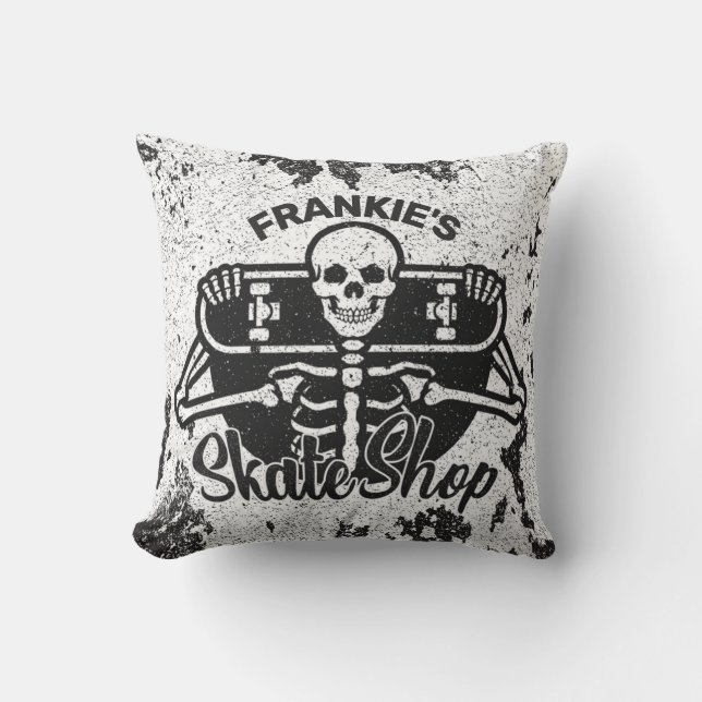 Coussin Custom ADD NAME Skull Skate Shop (Recto)