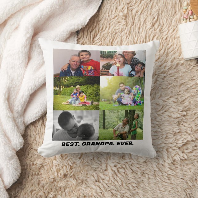Coussin Custom Best grand-père ever 6 photo collage (Couverture)