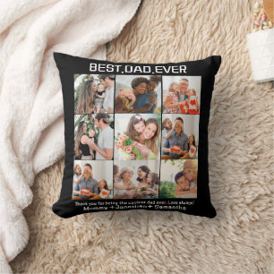 Coussin Custom Best Papa Ever Fête des pères 9 Photo Colla