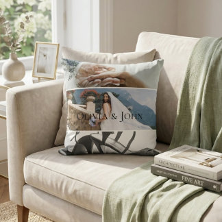 Coussin Custom Bride Wedding Photo Collage 