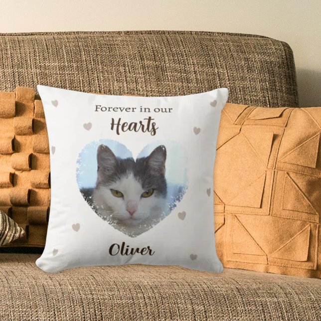 Coussin Custom Cat Forever in Our Hearts Throw Pillow (Créateur téléchargé)