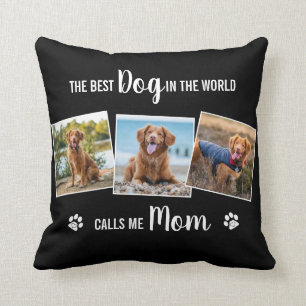 Coussin Custom Chien Maman Black Photo Collage