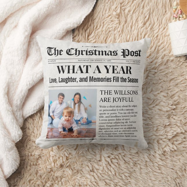 Coussin Custom Christmas Newspaper, Family Newspaper (Couverture)