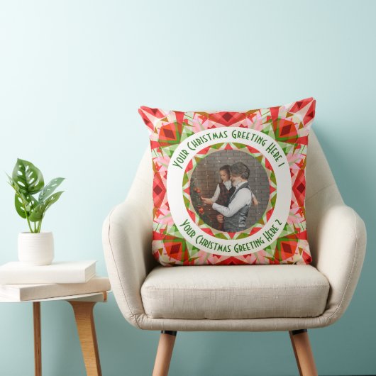 Coussin Custom Christmas Star Jolly Red Fun Photo Grey (Chaise)