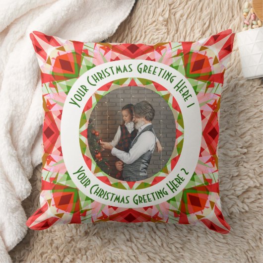 Coussin Custom Christmas Star Jolly Red Fun Photo Grey (Couverture)