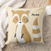 Coussin Custom Cute bébé raccoon blanc brun Nursery rose (Couverture)