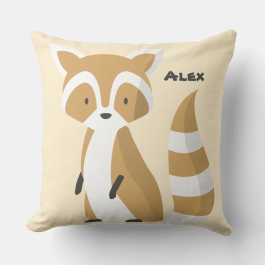 Coussin Custom Cute bébé raccoon blanc brun Nursery rose (Recto)