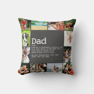 Coussin Custom Dad Definition Photo Collage Gray