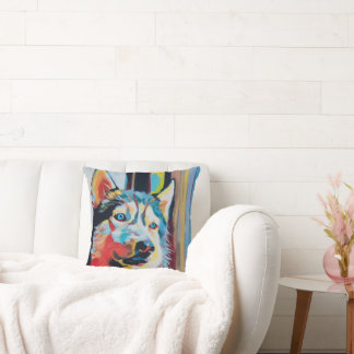 Coussin Custom Dog Painting - Gift for Husky Lovers