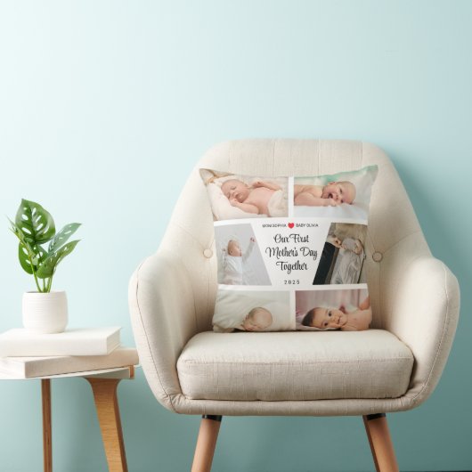 Coussin Custom First Mother's Day Avec 6 photos (Chaise)