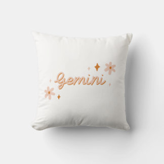 Coussin Custom Gemini Zodiac Name & Stars Minimalist Gift