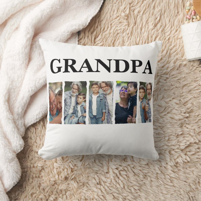 Coussin Custom Grandpa Photo Collage Personalized Gift (Couverture)