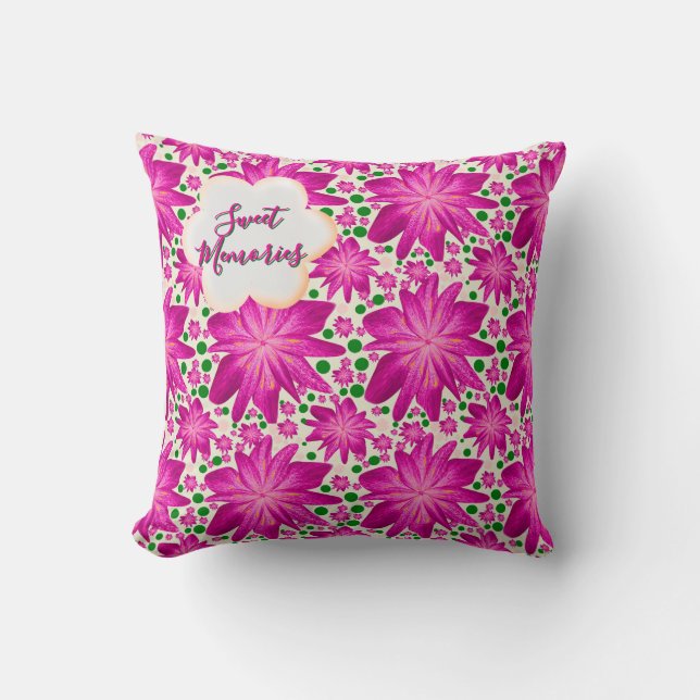 Coussin Custom Hot Pink Floral Seamless Pattern  (Recto)