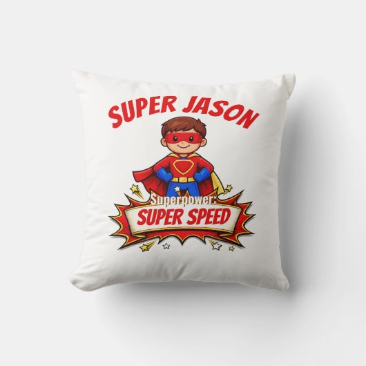 Coussin Custom Kids Superhero Name & Superpower (Recto)