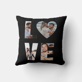 Coussin Custom LOVE Photo Collage Black