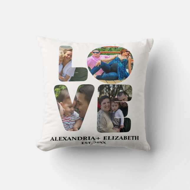 Coussin Custom modern love 4 photo collage pour couples (Recto)