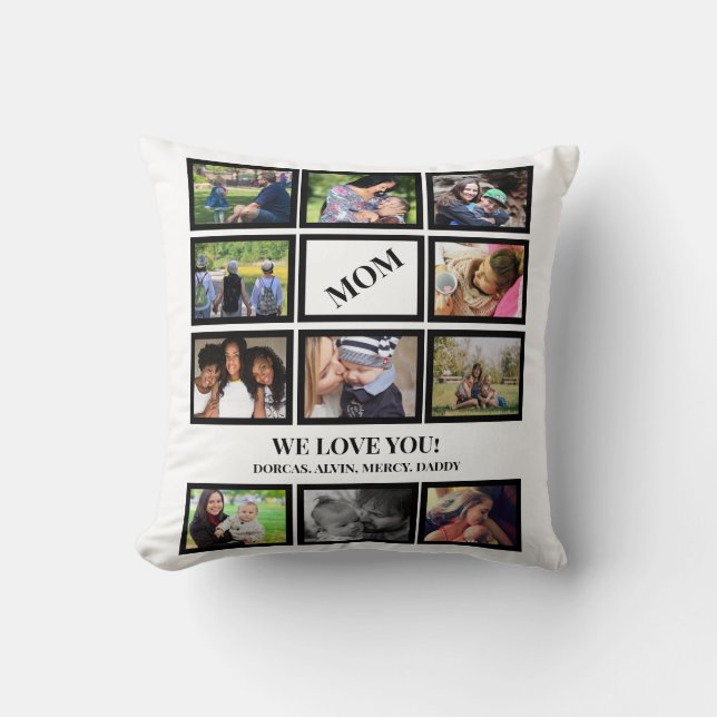 Coussin Custom Modern Mom Mothers Day 11 Photo Collage (Recto)