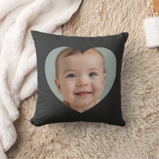 Coussin Custom mothers day photo heart mask Throw Pillow 