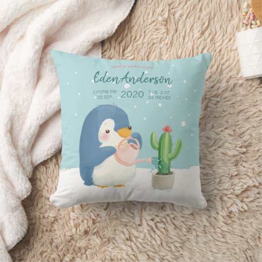 Coussin [Custom]Naissance du bébé Stat Cute Penguin Cactus (Couverture)