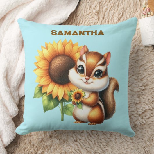 Coussin Custom Name Autumn Chipmunk Pillow (Couverture)